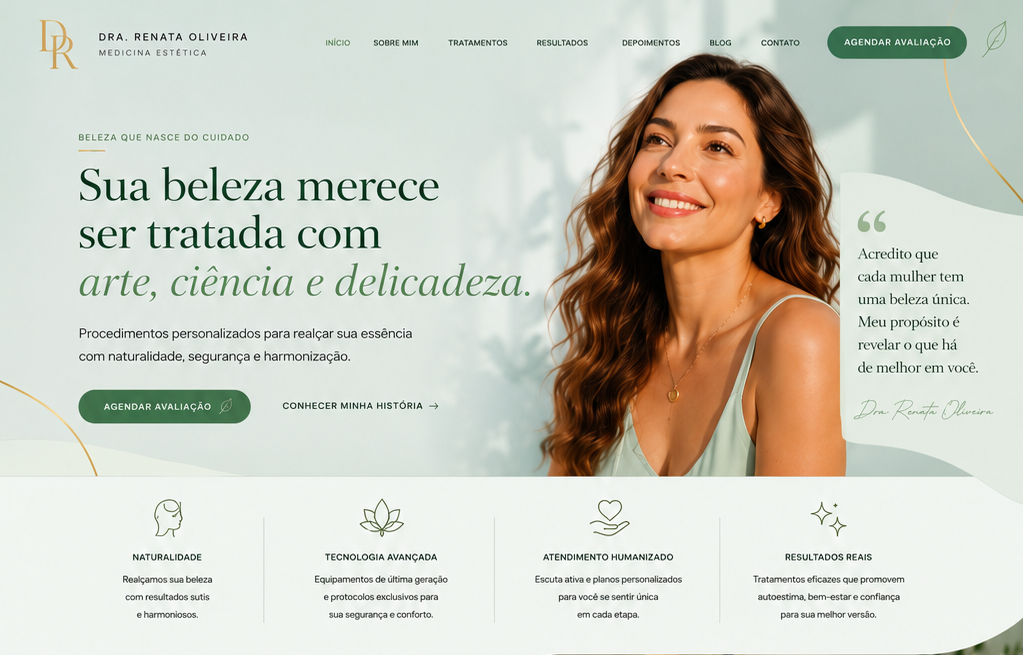 Site profissional Estética Lumière: página premium para aumentar agendamentos